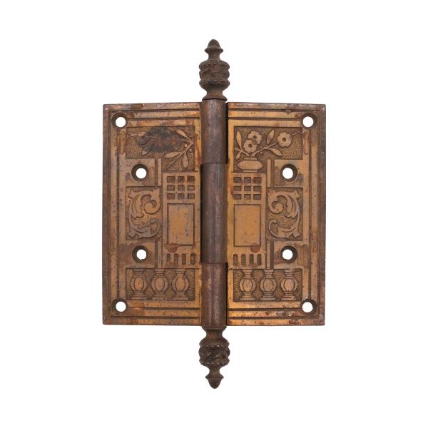 Door Hinges - Antique Aesthetic Brass 5.5 x 5.5 Steeple Tip Door Hinge