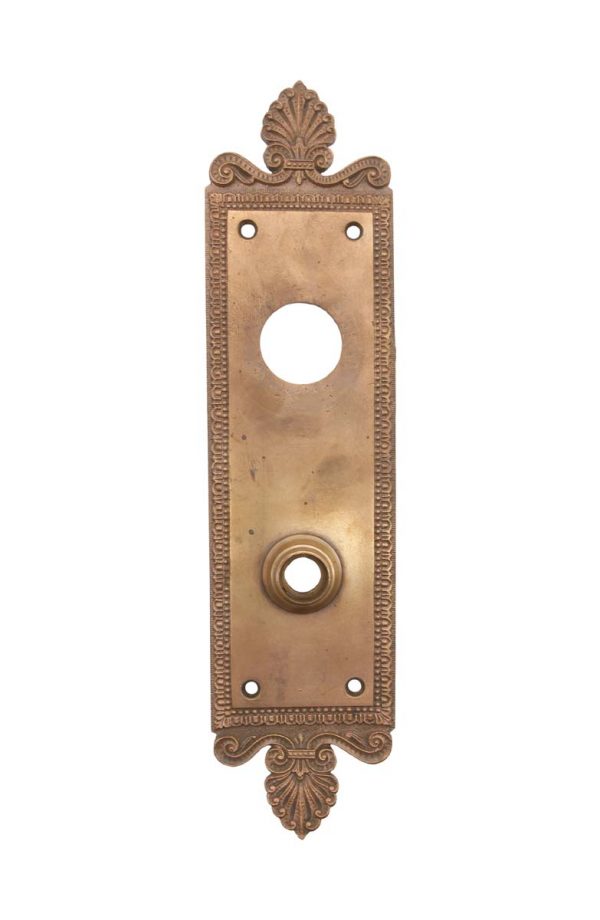 Door Knob Sets - Antique 11.25 in. Sargent Greek Copper Finish Back Plate