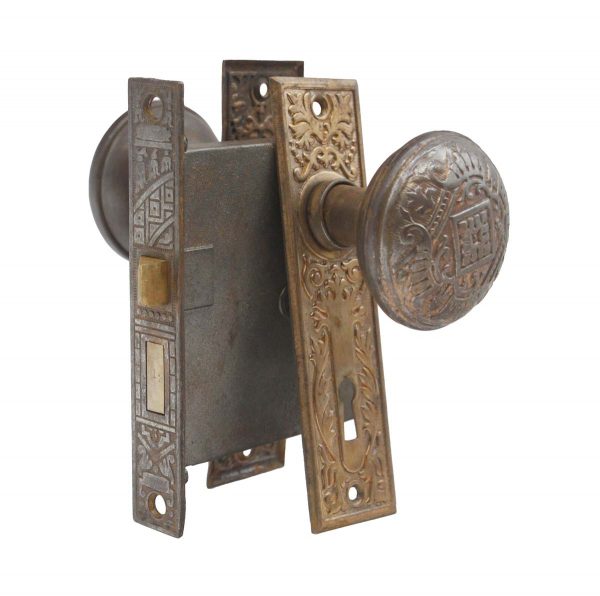 Door Knob Sets - Antique Corbin Vernacular Canton Bronze Door Knob Set