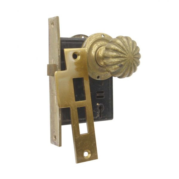 Door Knob Sets - Vintage French Fluted Cast Brass Door Knob Passage Set