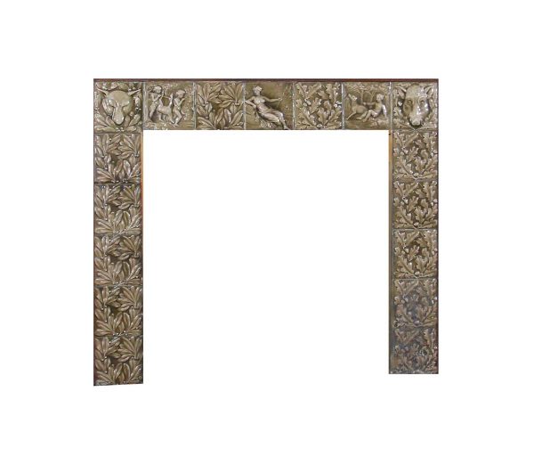 Fireplace Surrounds - Antique Green Hunting American Encaustic Tile Fireplace Surround
