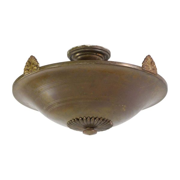 Flush & Semi Flush Mounts - Art Deco Bronze Semi Flush Mount Dish Light