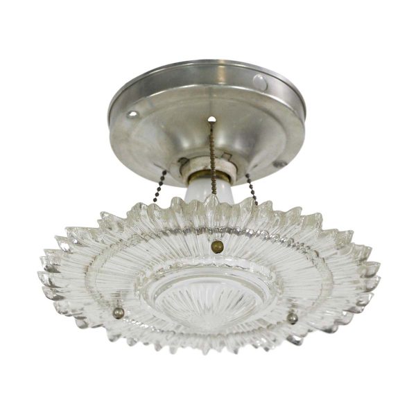 Flush & Semi Flush Mounts - Art Deco Clear Glass Petite Star Burst Semi Flush Light