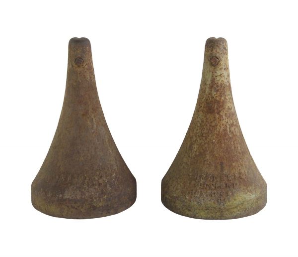 Industrial - Pair of Hollow Cast Iron Cone Shaped Industrial Bases