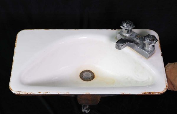 Kitchen - 1920s Cast Iron Unique Petite Sink with Corner Faucet