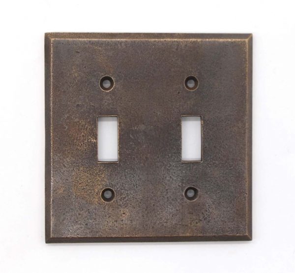 Lighting & Electrical Hardware - Vintage Patina Brass 2 Gang Toggle Wall Switch Plate