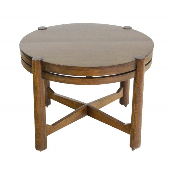 Living Room - Restored Stickley 43 in. Oak Round Table with Wheels