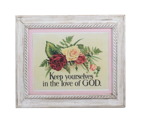Prints - Floral Religious Print with The Scripture in Plaster Frame