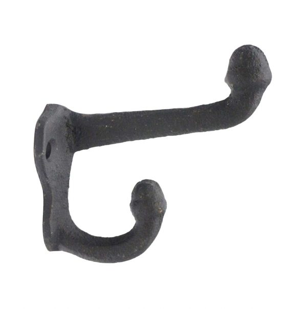 Single Hooks - Black Cast Iron Double Arm Acorn Wall Hook