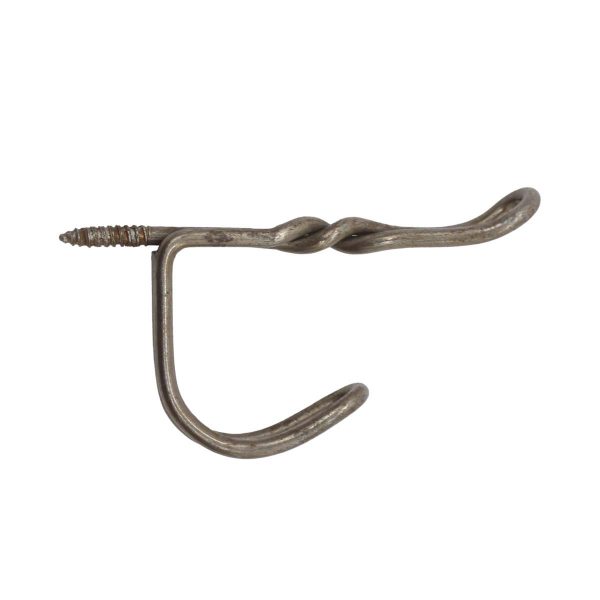 Single Hooks - Vintage Steel Threaded Turned Wire Double Arm Hook
