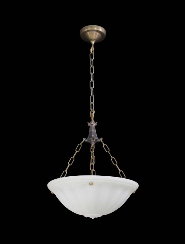 Up Lights - Early 1900s Cast Milk Glass 20 in. Dish Pendant Light