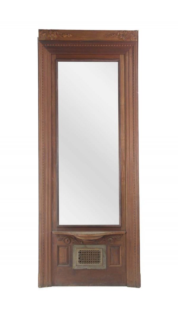 Antique Mirrors - 1900s Mahogany Carvings Shelf 9.5 ft Mirror