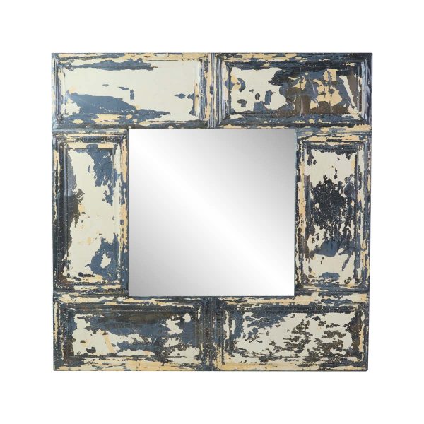 Antique Tin Mirrors - Handmade Dark Neutral Tone Antique Tin Panel Mirror