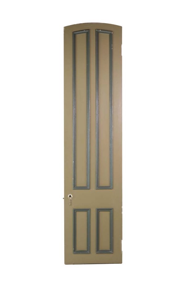 Arched Doors - Antique 4 Pane Green Wood Arched Passage Door 97.75 x 23.75