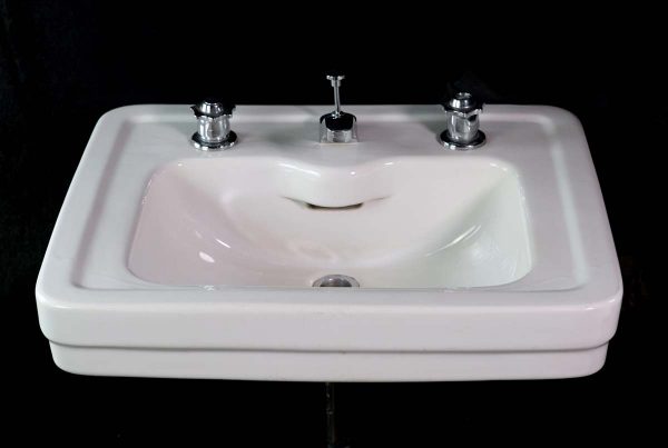 Bathroom - 1940s Rectangular White Porcelain 24 in. Wall Sink