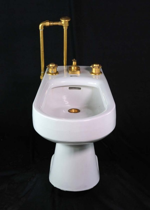 Bathroom - American Standard White Porcelain Bidet with Gold Plated Hardware