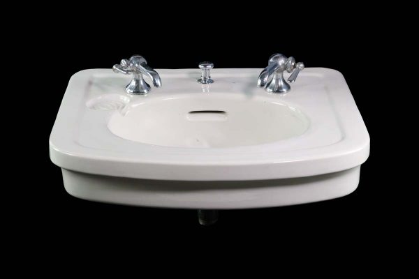 Bathroom - Vintage Curved Front Oval Basin White Porcelain Wall Sink