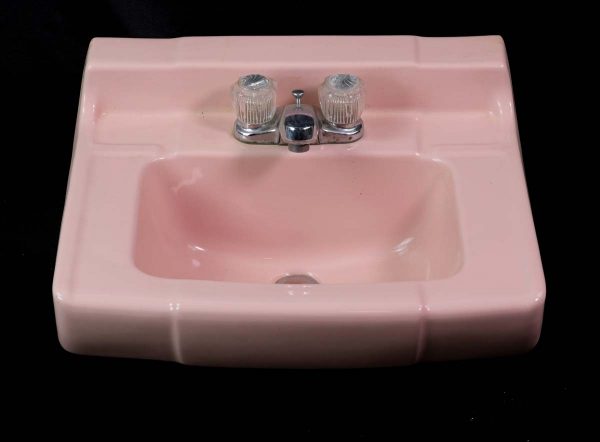 Bathroom - Vintage Mid Century Pink Porcelain Art Deco Wall Mount Sink