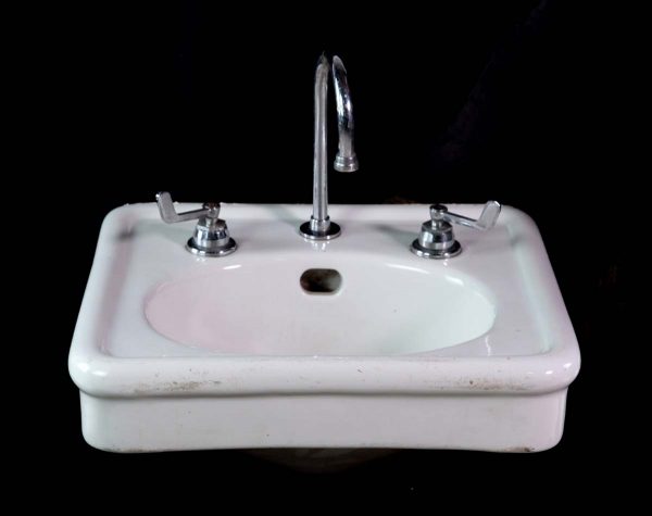Bathroom - Vintage White Porcelain Gooseneck Faucet 20 in. Wall Sink