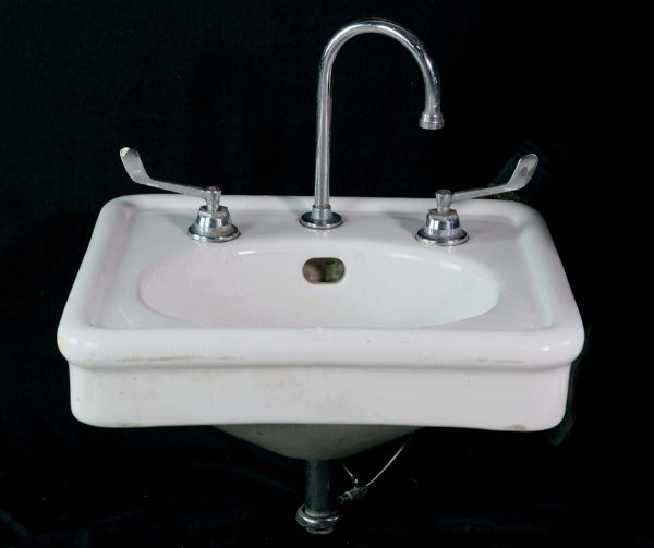 Bathroom - White Porcelain Oval Basin Neck Faucet 20 in. Wall Sink