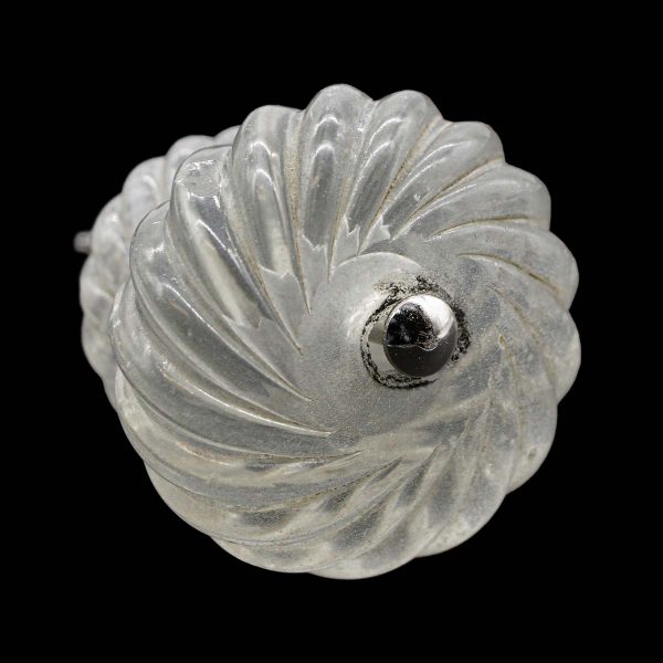 Cabinet & Furniture Knobs - Vintage 1.75 in. Frosted Glass Swirl Drawer Cabinet Knob
