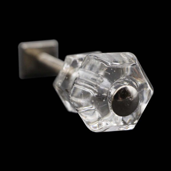 Cabinet & Furniture Knobs - Vintage Hexagon 0.875 in. Clear Glass Drawer Cabinet Knob