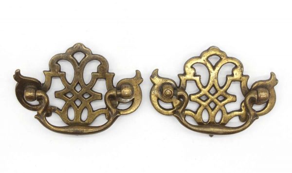 Cabinet & Furniture Pulls - Pair of Chippendale Style 3.5 in. Brass Bail Pulls