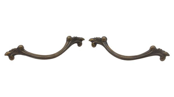 Cabinet & Furniture Pulls - Pair of French Provincial Brass Curved Bridge Drawer Pulls