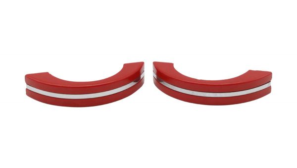 Cabinet & Furniture Pulls - Pair of Red Art Deco Chrome Strip Plastic Drawer Pulls