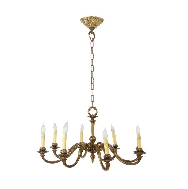 Chandeliers - 19th Century 8 Arm French Foliage Bronze Chandelier