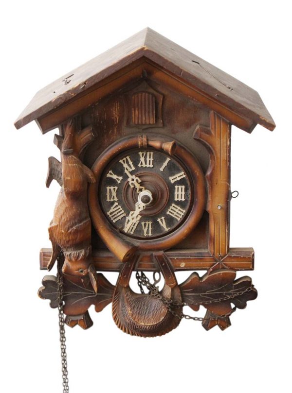 Clocks  - Vintage Carved Wooden Cuckoo Clock