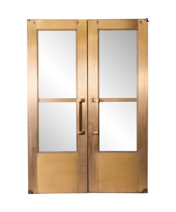Commercial Doors - Art Deco 1940s Bronze & Glass Entry Double Doors 82.5 x 57