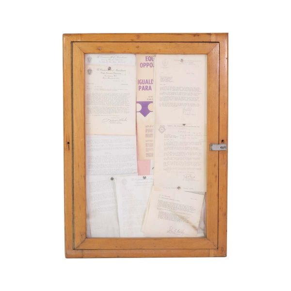 Commercial Furniture - Vintage 1970s Massachusetts Documents Wood Frame Display Case