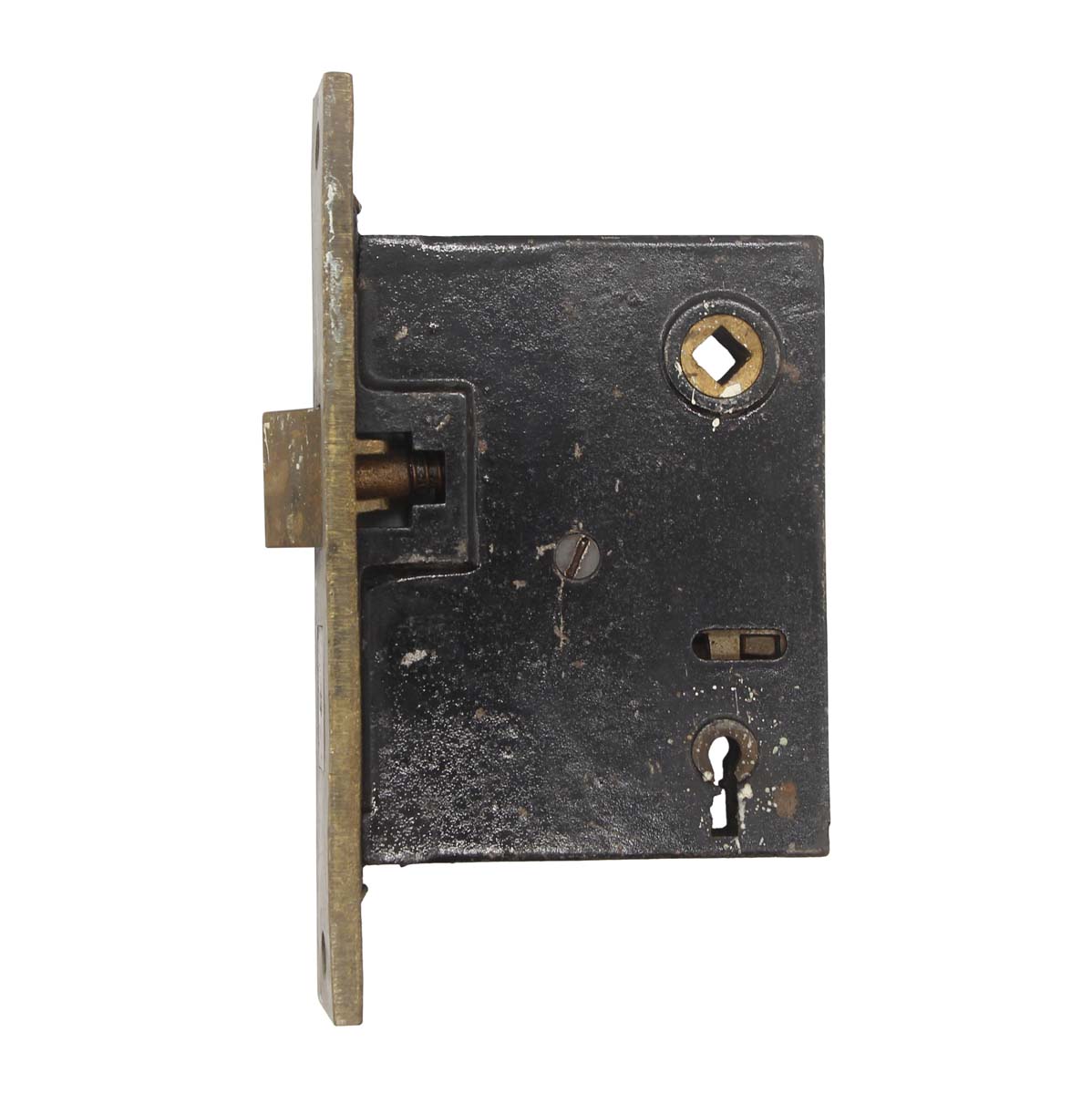 Mortise Lock with Solid Brass Faceplate - 2 1/4 Backset in Antique-by-Hand