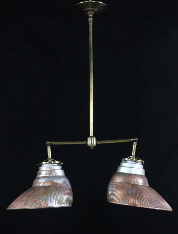Down Lights - Double Copper Plated 1910s Mercury Glass Pendant Light