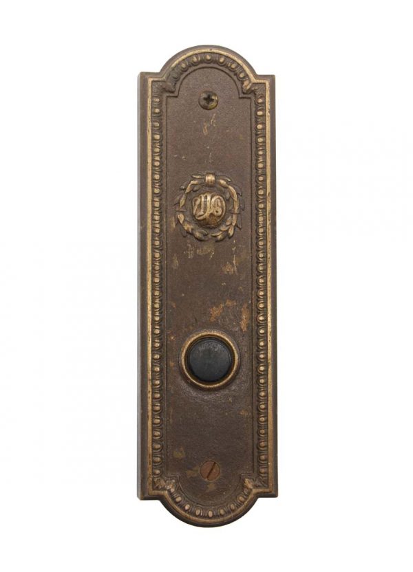 Elevator Hardware - Antique Cast Bronze Otis Elevator Plate with Button