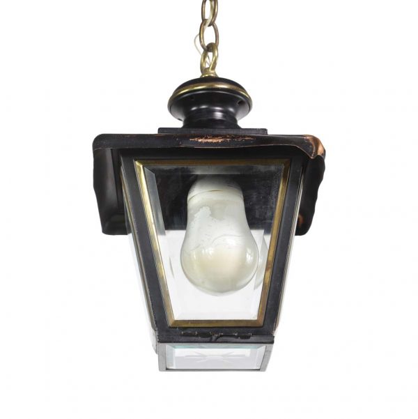 Exterior Lighting - Black Brass Hanging Lantern with Beveled & Etched Glass