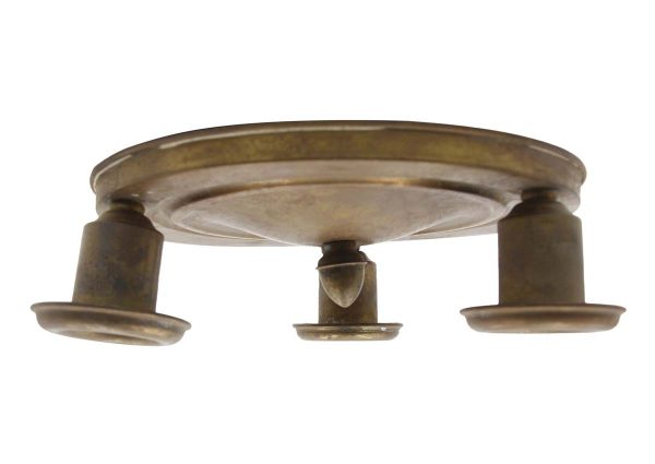 Flush & Semi Flush Mounts - 1900s Arts & Crafts Brass 3 Socket Pan Flush Mount Light