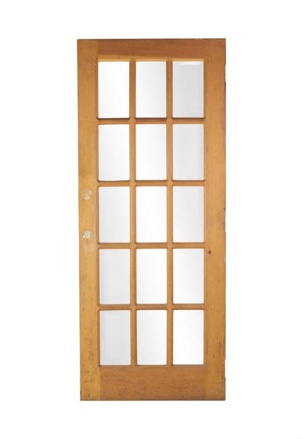 French Doors - Vintage Beveled Glass Solid Pine French Door 83.25 x 33.75