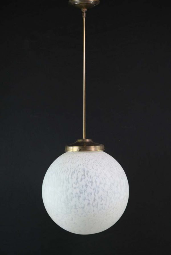 Globes - Mid Century Glass Globe Brass Pole Pendant Light