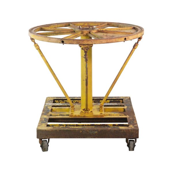 Industrial - Yellow Painted Industrial Steel & Cast Iron Metal Table Base