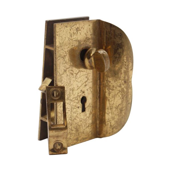 Other Cabinet Hardware - Vintage Brass Cabinet Lock Set with Strike Plate