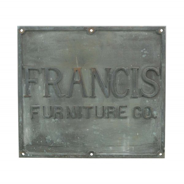 Plaques & Plates - Antique Francis Furniture Co. Solid Brass Plaque