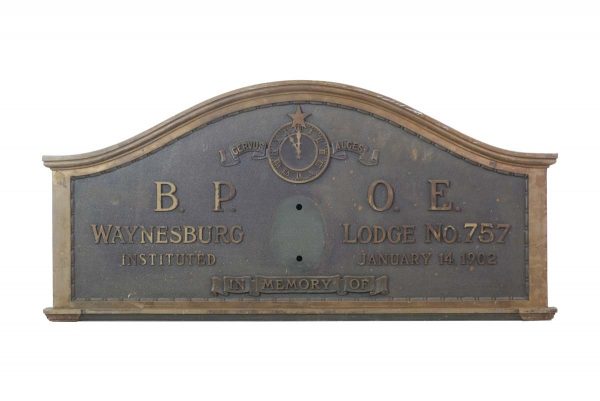 Plaques & Plates - B.P.O.E. Elks Club Solid Brass Plaque Memorial