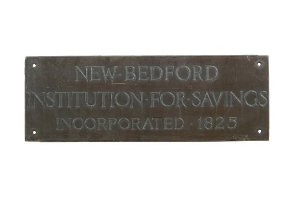 Plaques & Plates - New Bedford Institution For Savings Incorporated 1825 Brass Plaque