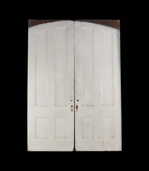 Pocket Doors - Antique 4 Pane White Painted Wood Pocket Doors 103 x 72.5