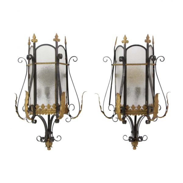 Sconces & Wall Lighting - 1940s Pair of Gothic Wrought Iron Interior Wall Sconces