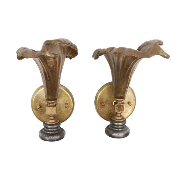 Sconces & Wall Lighting - Pair of Early 20th Century Copper & Bronze Leaf Wall Sconces