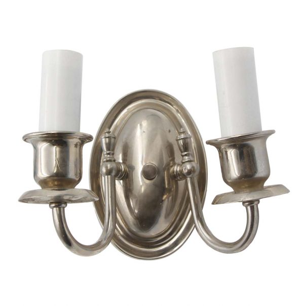 Sconces & Wall Lighting - Vintage 2 Arm Silvered Brass Traditional Wall Sconce