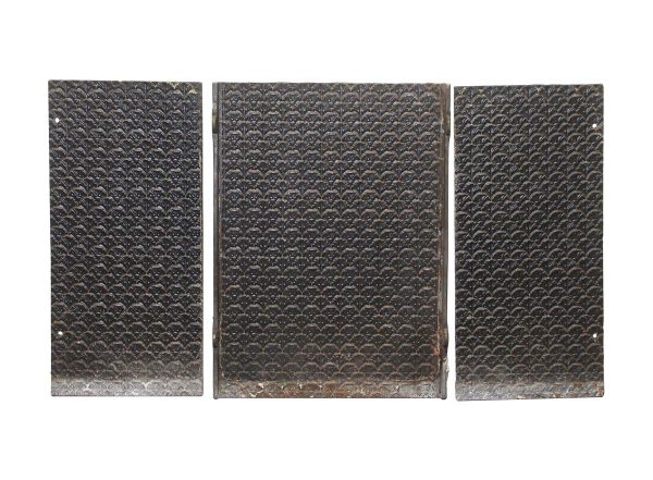 Screens & Covers - Reclaimed Three Piece Cast Iron Fireplace Fire Wall